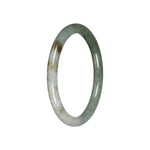 Genuine Green with White Jade Bangle - 59mm Petite Round