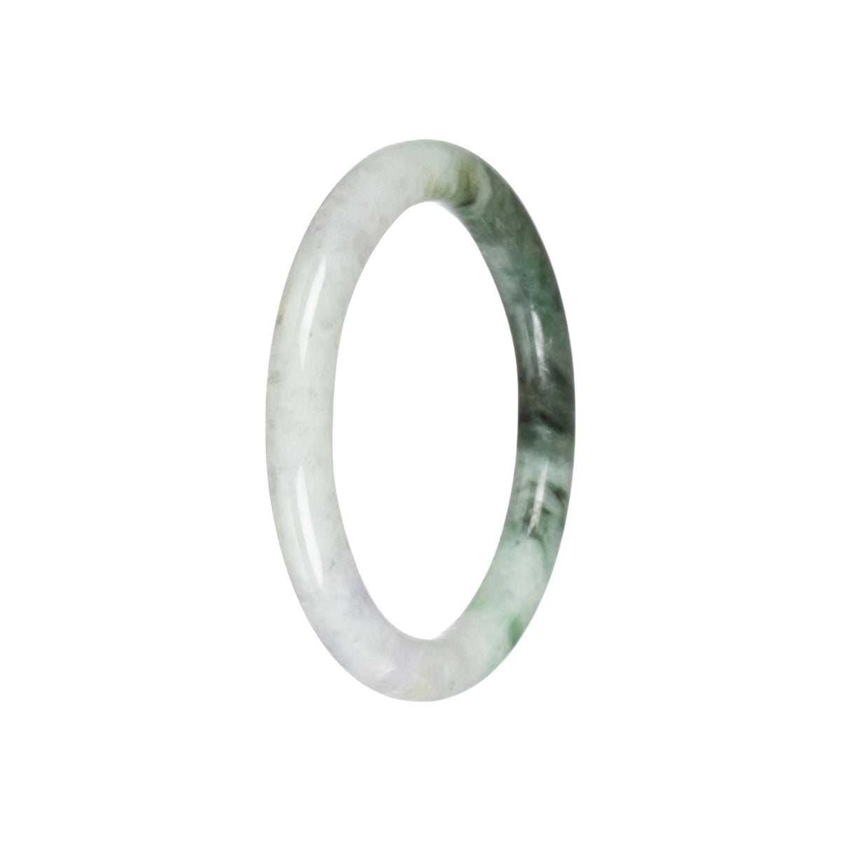 Authentic Pale Green with Green Jade Bangle - 55mm Petite Round