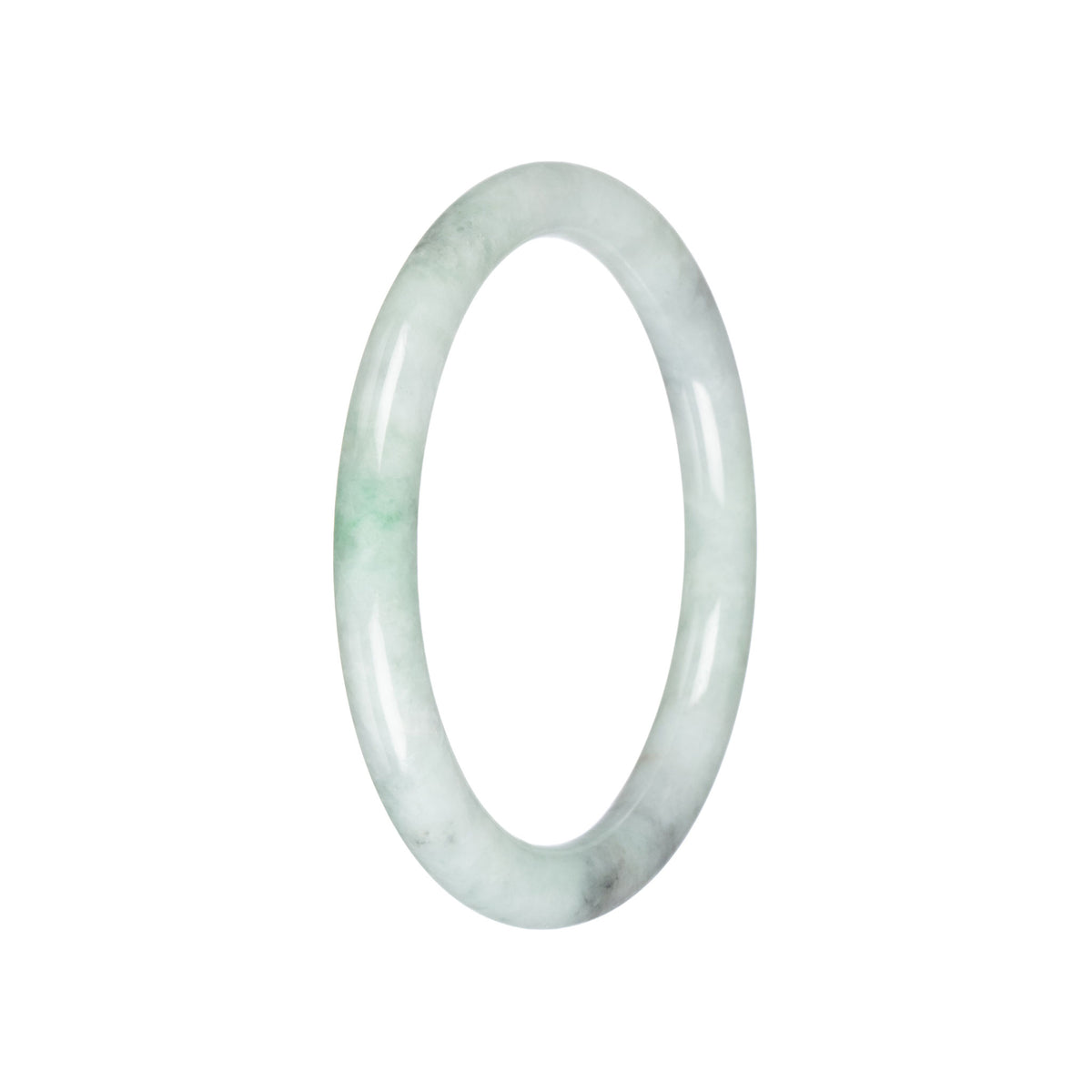 Genuine Light Green Burmese Jade Bangle Bracelet - 59mm Petite Round