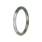 Real Bluish Green with White Burma Jade Bangle - 59mm Petite Round