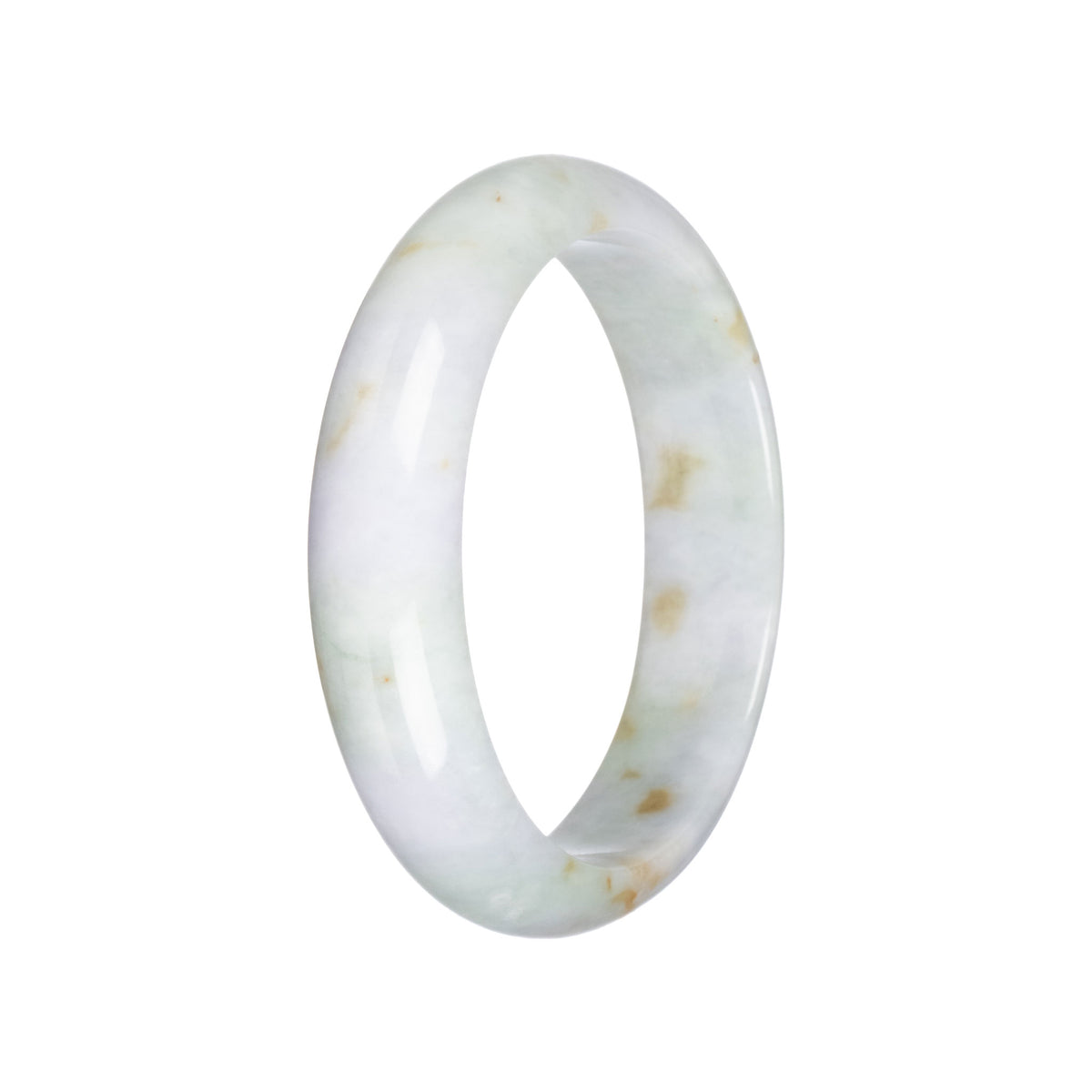 Grade A Pale Green with Pale Lavender Burmese Jade Bangle - 60mm Half Moon