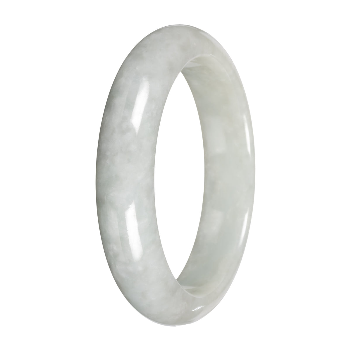 White Burmese Jade Bracelet – Half Moon (53mm–64mm)