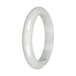 Natural White with Light Green Patches Burmese Jade Bangle - 60mm Half Moon