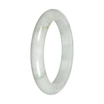 Real White with Green Patches Jade Bangle - 59mm Half Moon