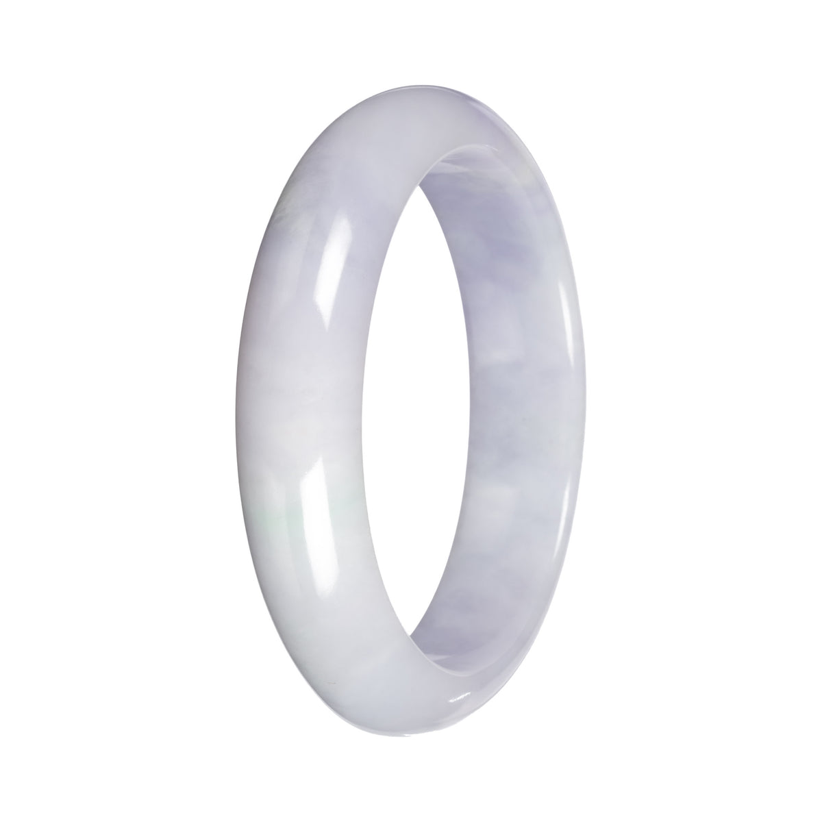Authentic Lavender with Light Green Patch Jade Bangle - 55mm Half Moon