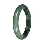 Untreated Green with Deep Green Pattern Burmese Jade Bangle - 56mm Half Moon