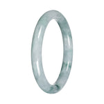 Untreated White with Green Pattern Burma Jade Bangle - 56mm Petite Round