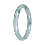 Untreated White with Green Pattern Burma Jade Bangle - 56mm Petite Round