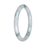 Natural White with Green Pattern Burmese Jade Bangle - 57mm Petite Round