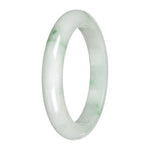 Genuine White with Apple Green and Olive Patches Traditional Jade Bangle Bracelet - 59mm Half Moon