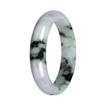 Genuine Light Lavender with Green Pattern Traditional Jade Bangle - 56mm Half Moon