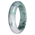 Grade A Gray with Green Pattern Jade Bangle - 62mm Half Moon
