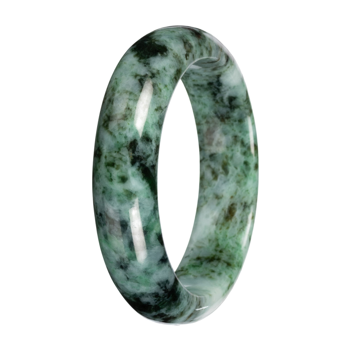 Natural Jadeite Half Moon Bangle Bracelet – 'The Landscape' (57mm–59mm)