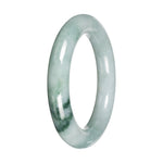 Real Light Green with Deep Green Patch Burmese Jade Bangle - 51mm Round