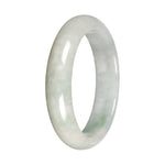 Grade A White with Apple Green Patch Traditional Jade Bangle Bracelet - 55mm Half Moon