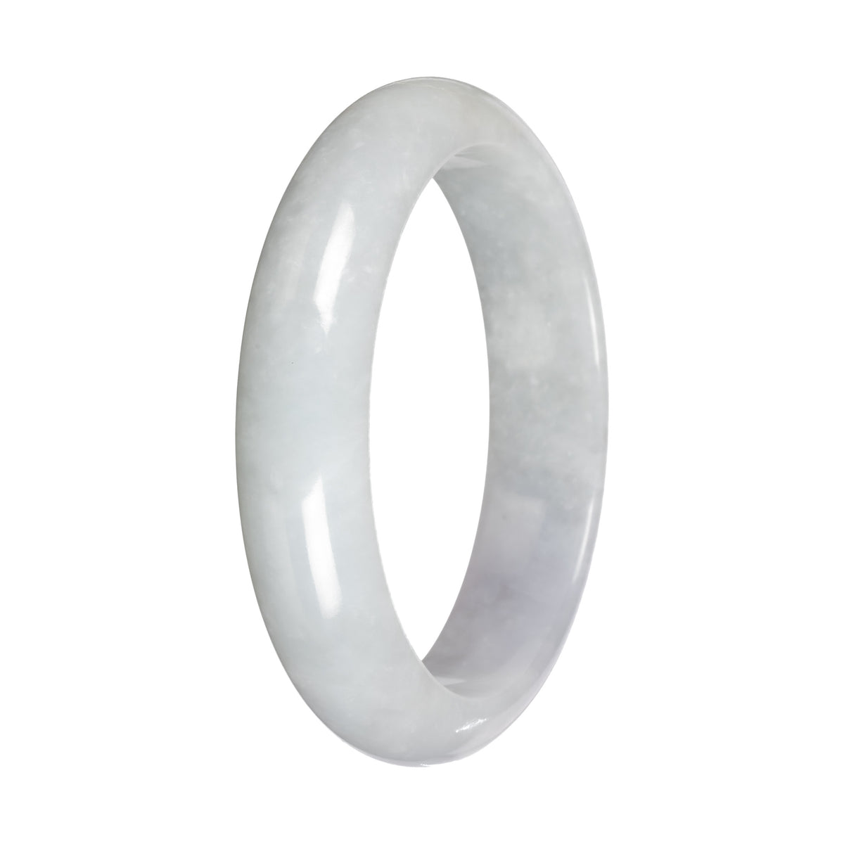 Natural White Burmese Jade Bangle - 56mm Half Moon