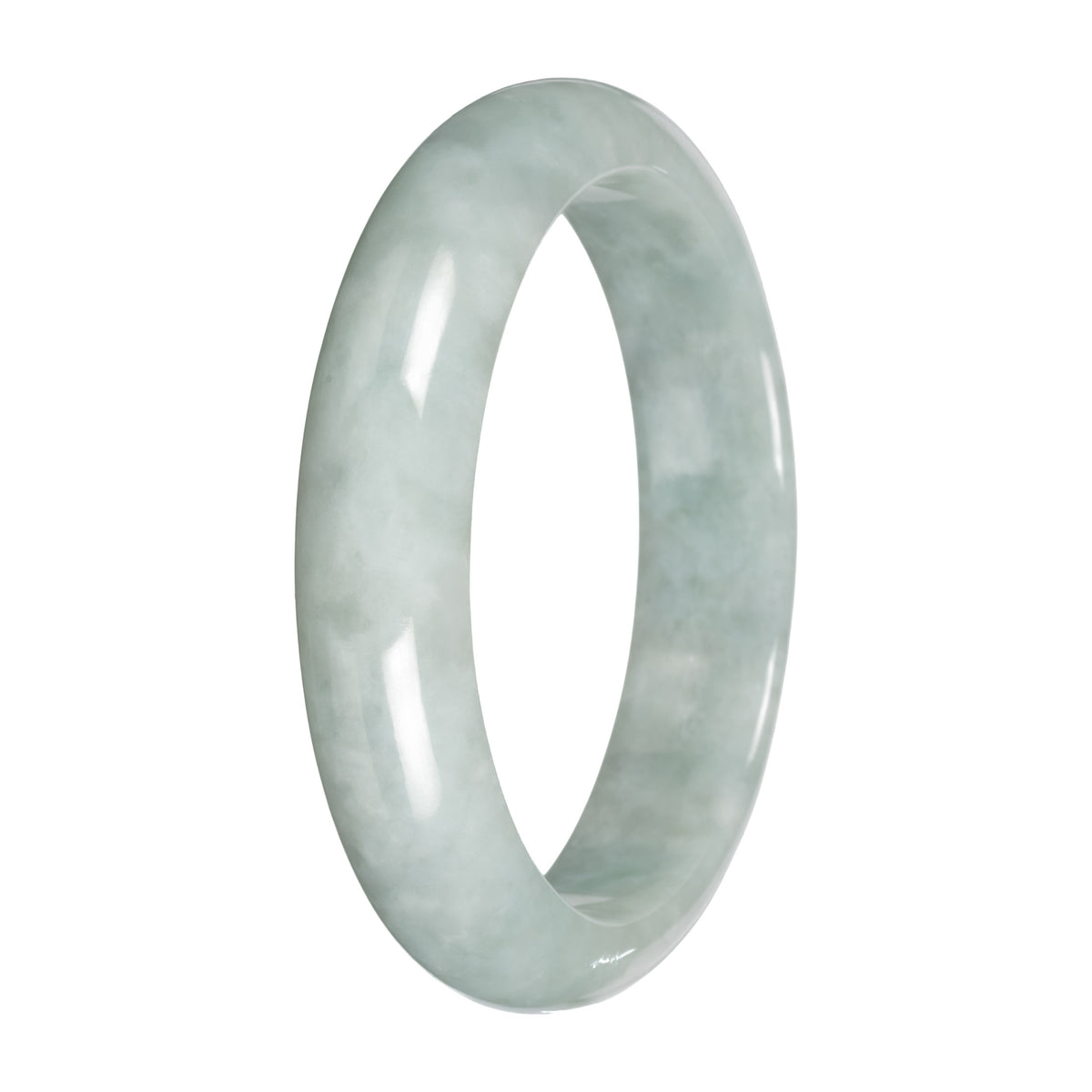 Real Light Green Jadeite Bangle Bracelet - 58mm Half Moon