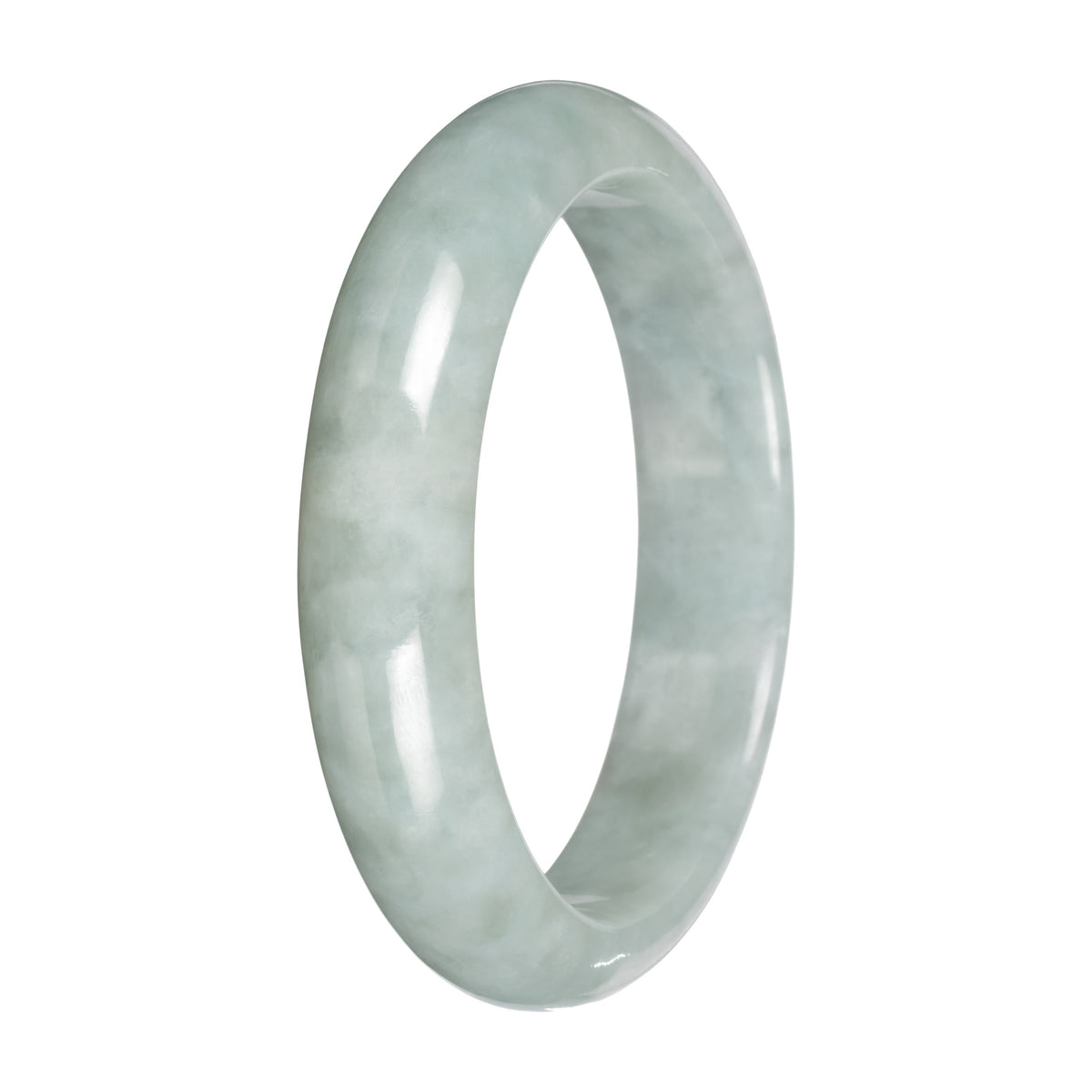 Real Light Green Jadeite Bangle Bracelet - 58mm Half Moon
