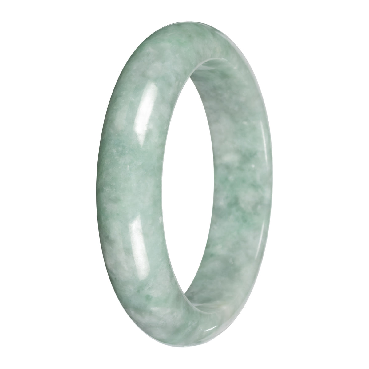 Grade A Green Burmese Jade Bangle - 58mm Half Moon