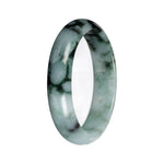 Real Light Green with Deep Green Pattern Burmese Jade Bangle Bracelet - 54mm Half Moon