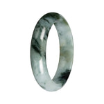 Untreated Light Green with Deep Green and Olive Green Pattern Jade Bangle Bracelet - 53mm Half Moon