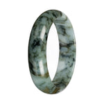 Untreated Light Green with Deep Green and Olive Green Pattern Jade Bangle - 58mm Half Moon