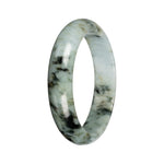 Untreated Light Green with Deep Green and Olive Green Pattern Traditional Jade Bangle - 55mm Half Moon