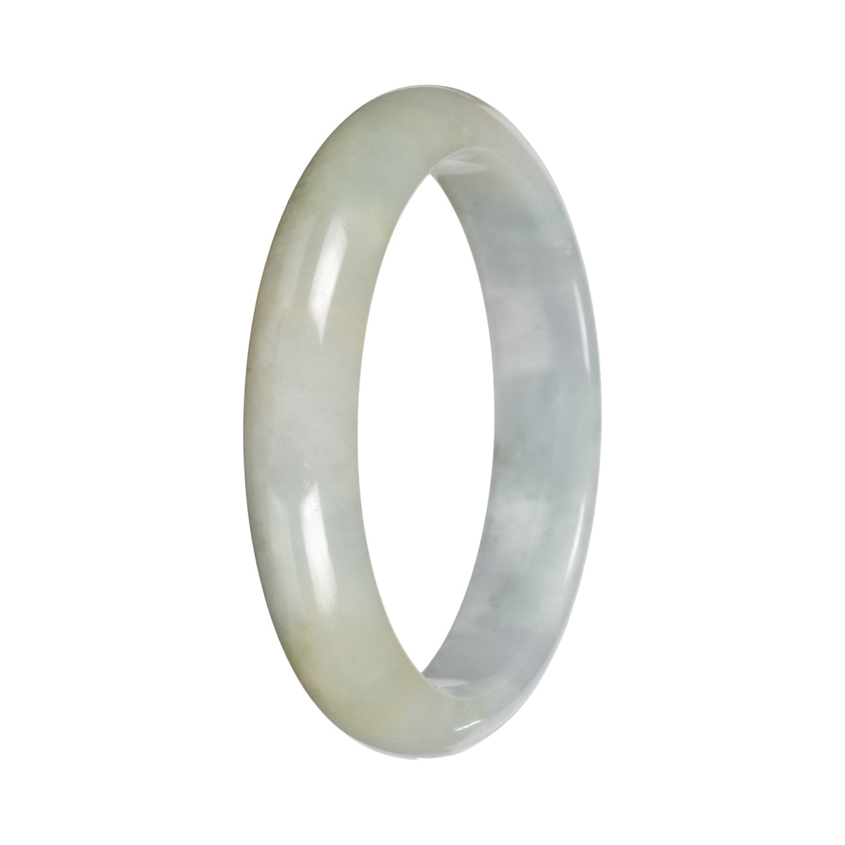 Grade A Pale Green Jadeite Bangle - 55mm Half Moon