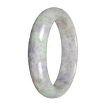 Grade A Pale Green and Lavender Pattern Jade Bangle - 59mm Half Moon