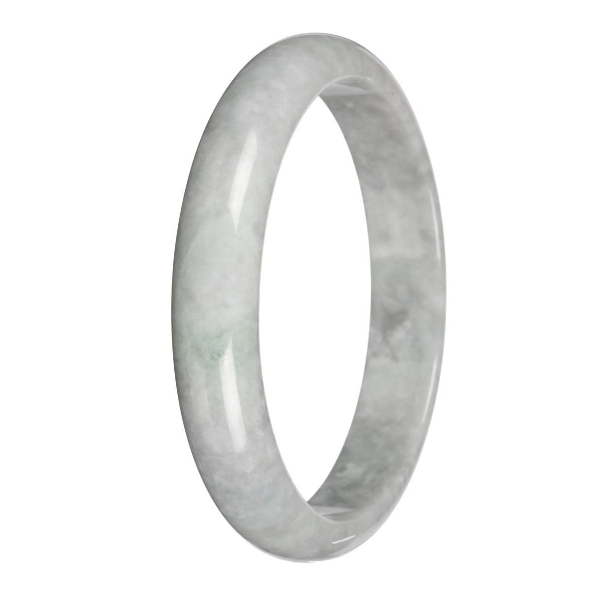 Genuine Grey Burma Jade Bangle - 83mm Half Moon