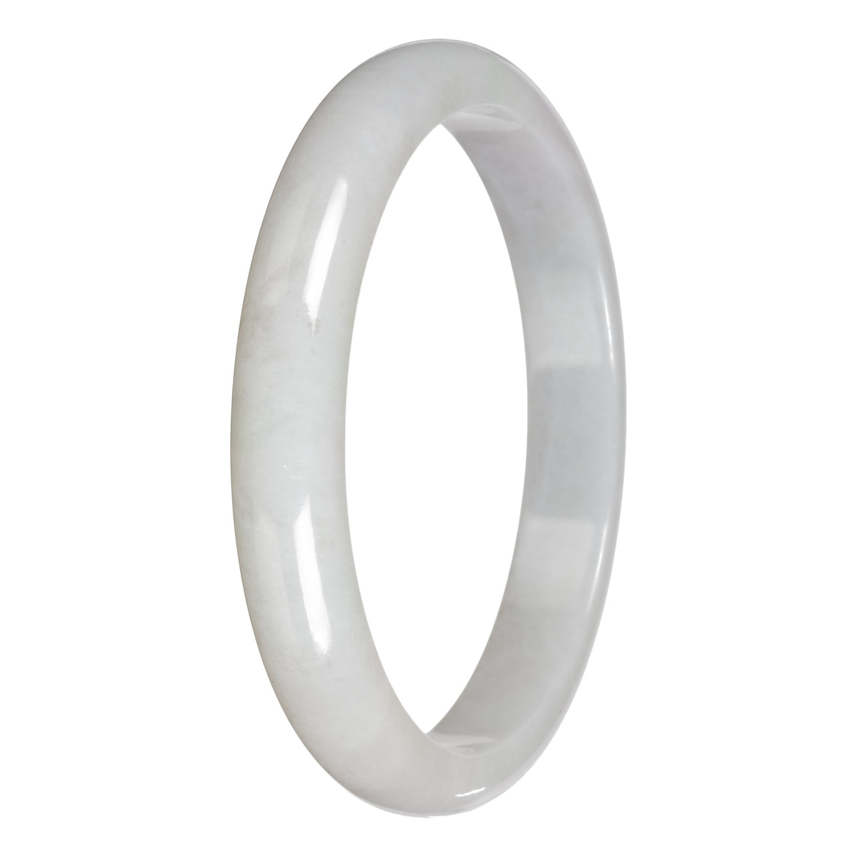Authentic White Traditional Jade Bangle - 78mm Half Moon