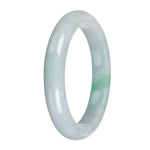 Authentic Pale Green with Emerald Green Burma Jade Bangle - 63mm Half Moon