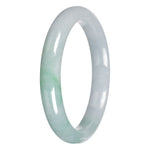Real White with Apple Green Traditional Jade Bangle Bracelet - 64mm Half Moon