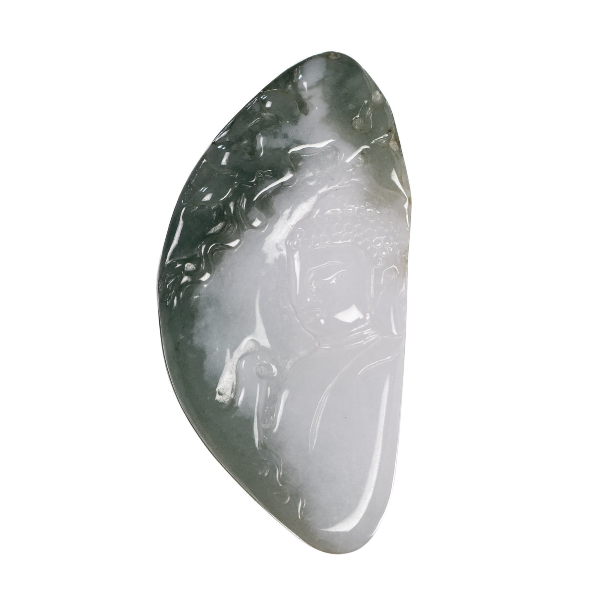 Carved Jade Buddha Pendant - Genuine Burmese Jadeite