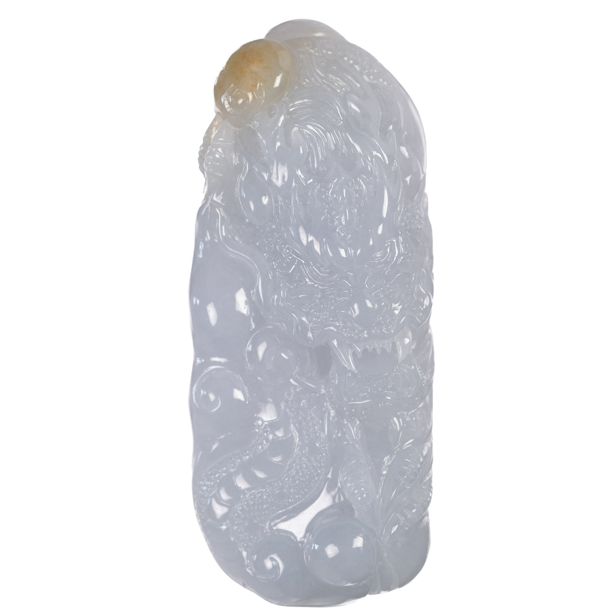 Majestic White Dragon Jadeite Jade Pendant - Handcrafted Burmese Jadeite