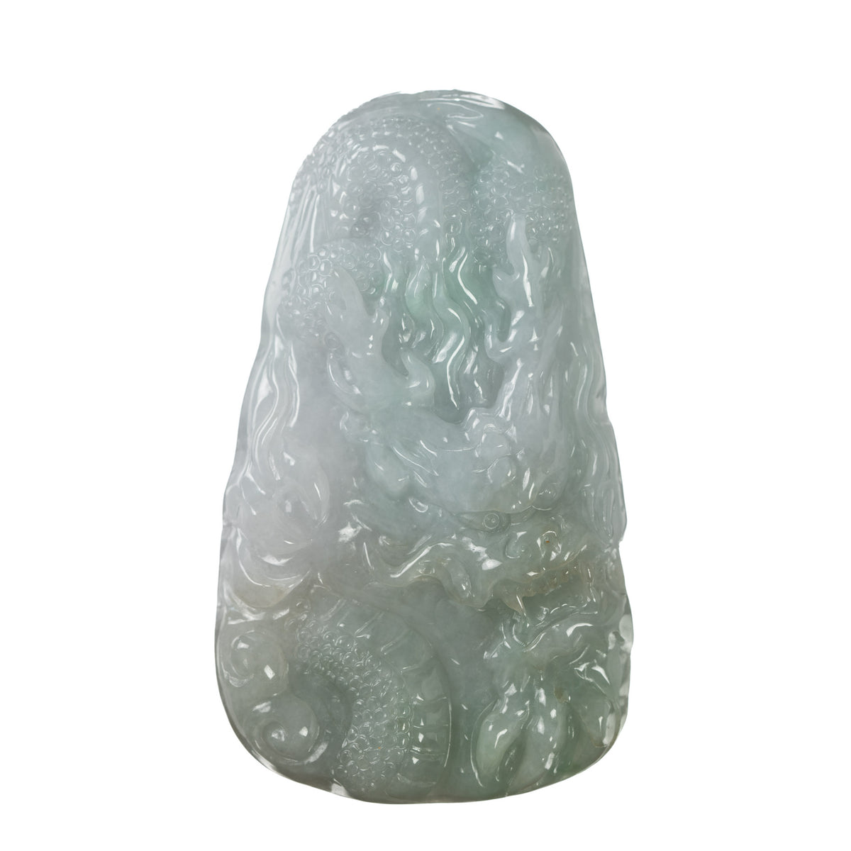 White and Green Jadeite Jade Dragon Pendant