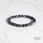 Small Grey and Black Jadeite Jade Bead Bracelet - 7mm