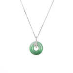 Petite Green Jade Donut Pendant - Leafs