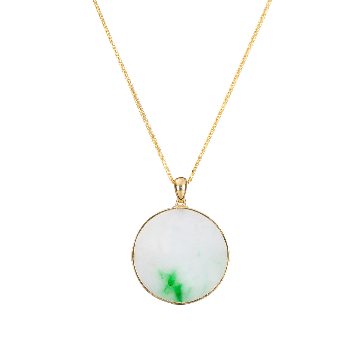 Round Jade Pendant - Floral Frame