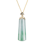 Trapezoid Jadeite Jade Pendant with Apple Green Patterns