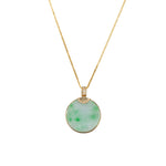 Circular Jade Pendant with Diamonds - Floral Frame