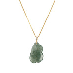 Dark Green Jadeite Jade RuYi Necklace