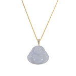 Small White Laughing Buddha Jade Necklace