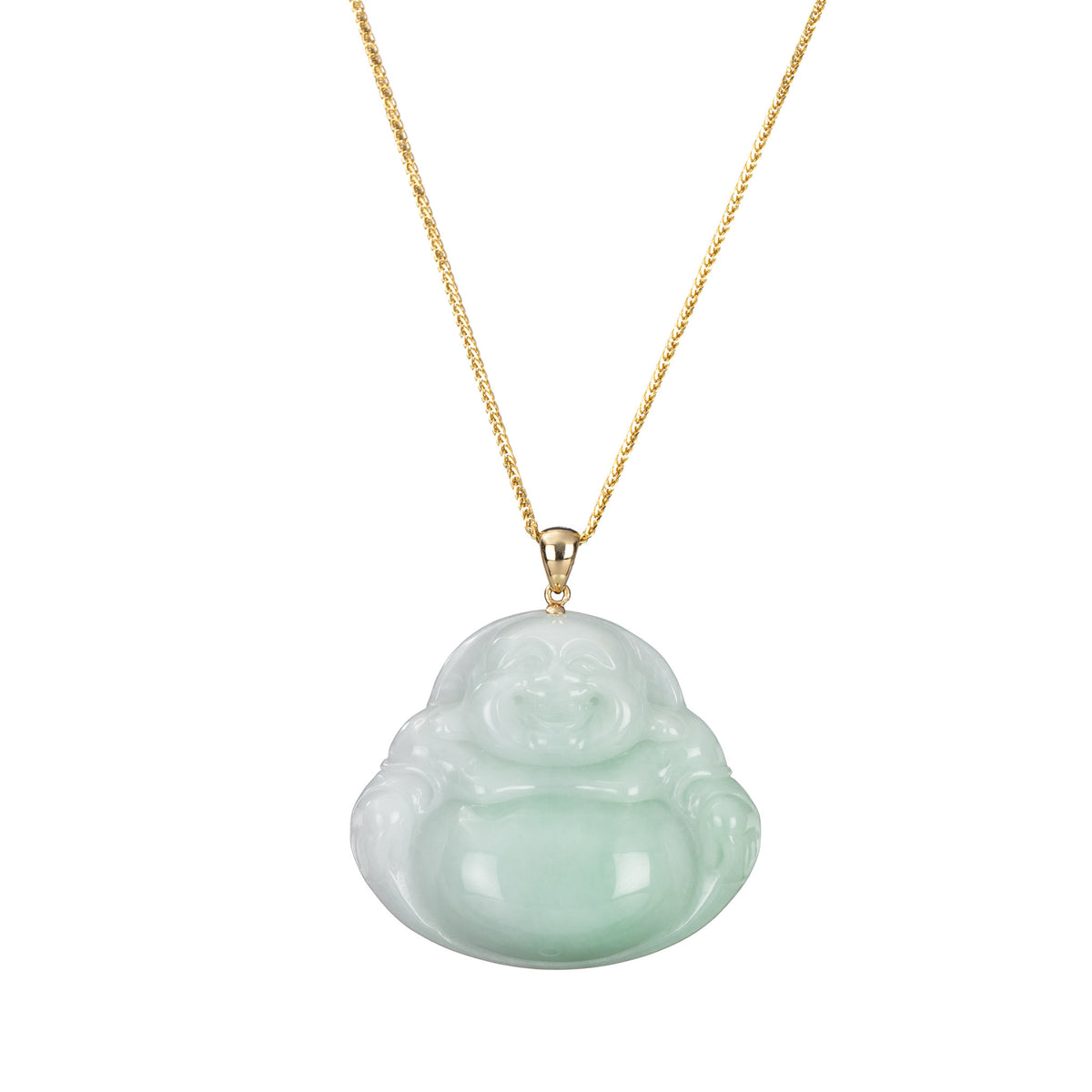 Burmese Jadeite Jade Laughing Buddha Necklace