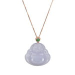 18K Rose Gold Lavender Happy Buddha Jadeite Jade Necklace