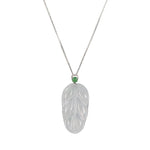 18K White Gold Icy White Leaf Jade Pendant