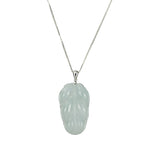 18K White Gold Jade Leaf Pendant - Authentic Burmese Jadeite