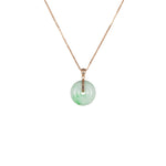 18K Pale Green with Apple Green Pattern Jade Necklace - Kandy Donut