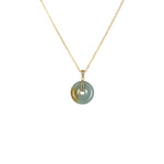 18K Bluish Grey with Brown Jade Pendant - Kandy Disc