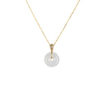 18K White Jade Pendant - Kandy Disc